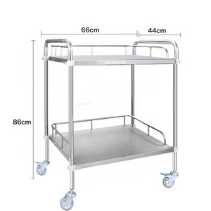 KSMED Medical trolley stainless steel instrument trolley double drawer hospital crash cart medical trolley price