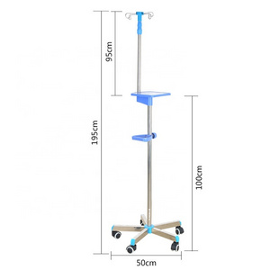 KSMED Iv pole with pump stand KSM-IVP cheap price stainless steel medical 4 leg drip infusion stand for hospital bed