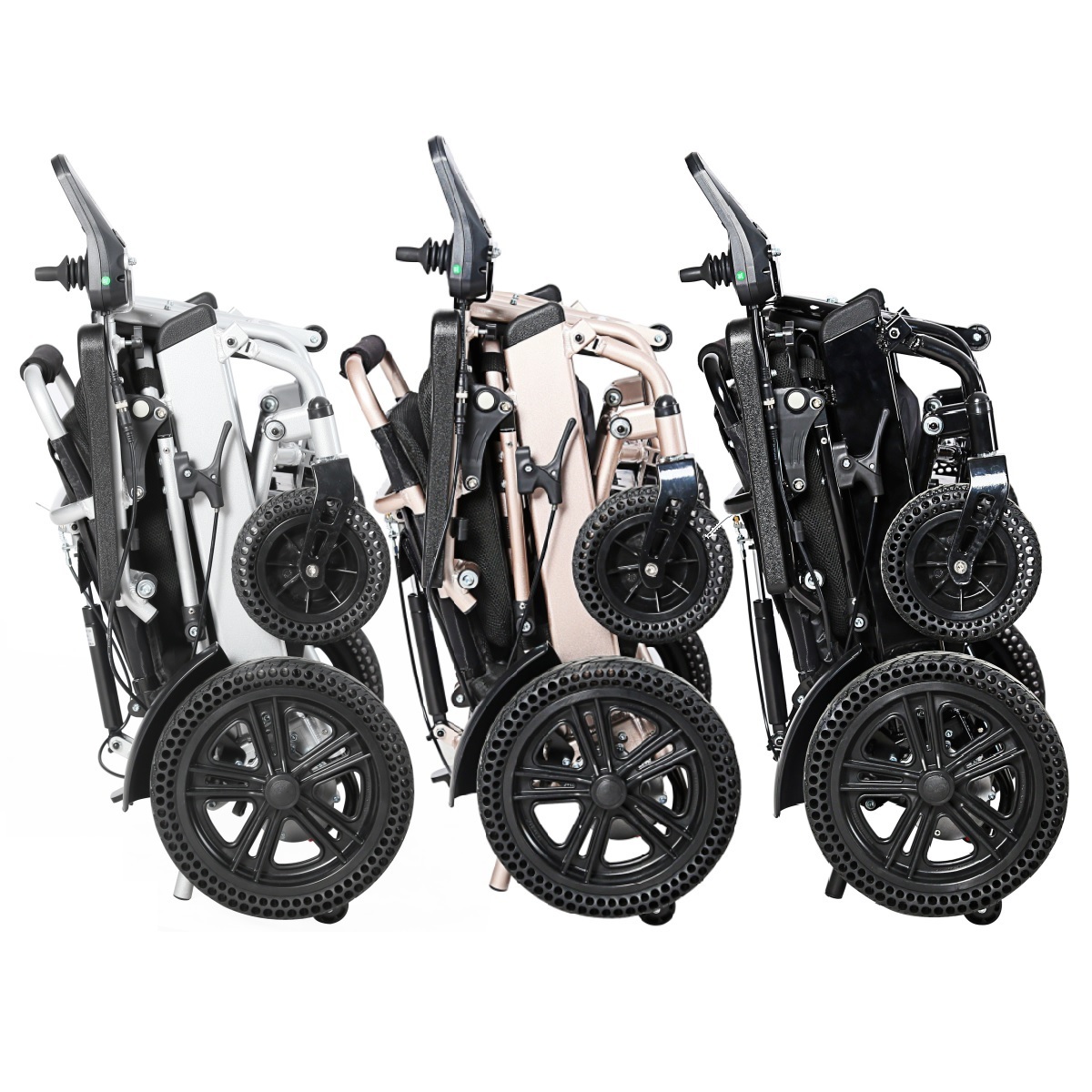 KSM-601L Lightweight wheelchairs for sale joystick with LCD and voice electric wheelchair with honey comb solid tires