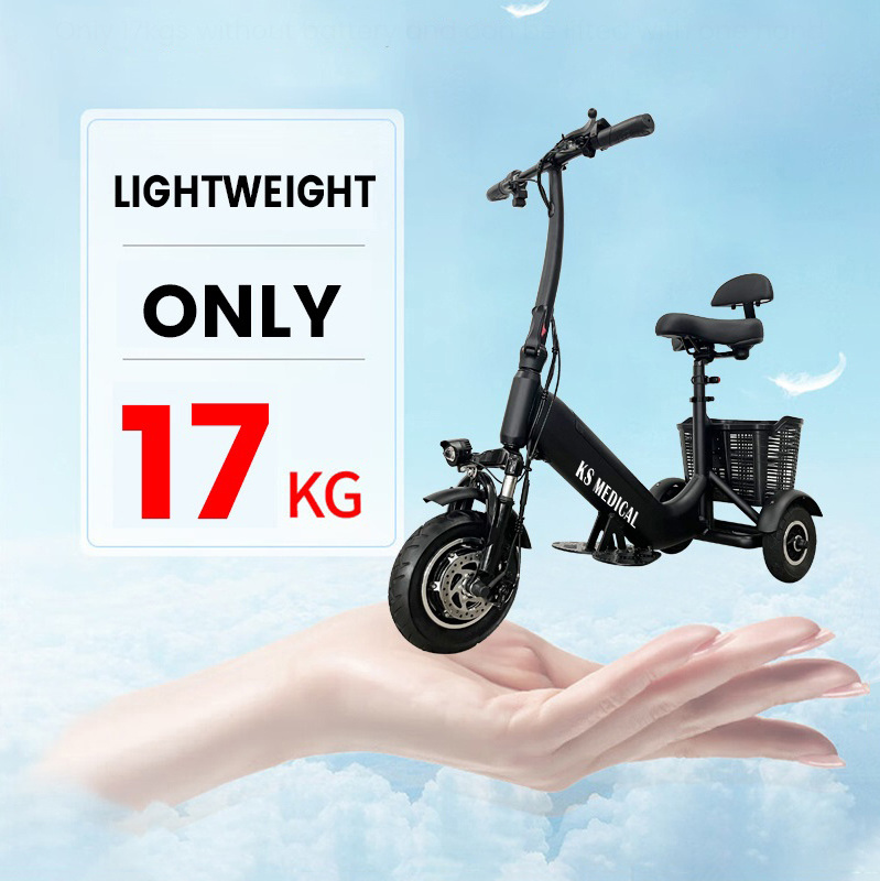 KSM-902 Ultra lightweight folding mobility scooter travel mobility e electric scooters with 3 wheels only 16 kgs