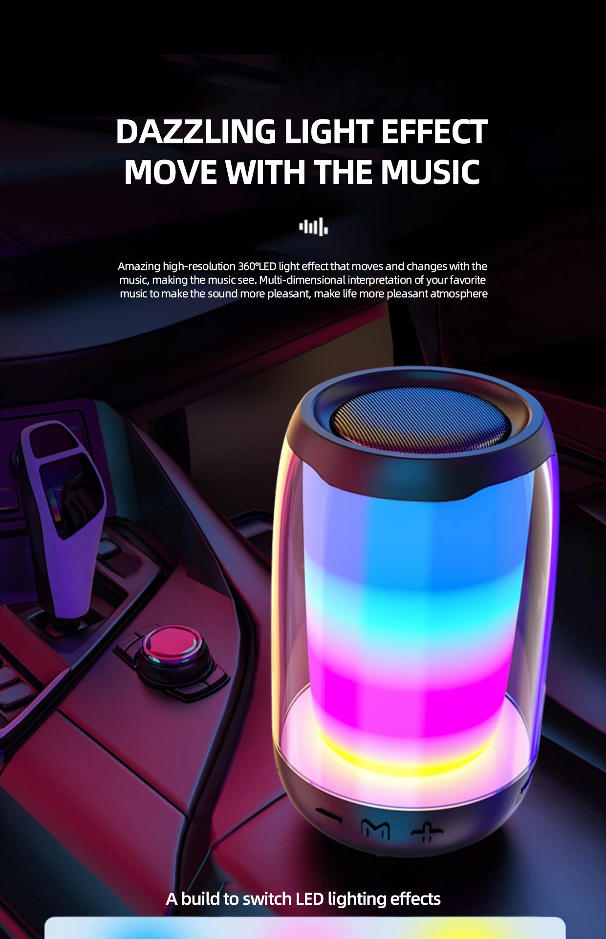 Customized Full Screen Magic Dream Color Stereo Led Lantern Wireless BT Portable Outdoor Speaker