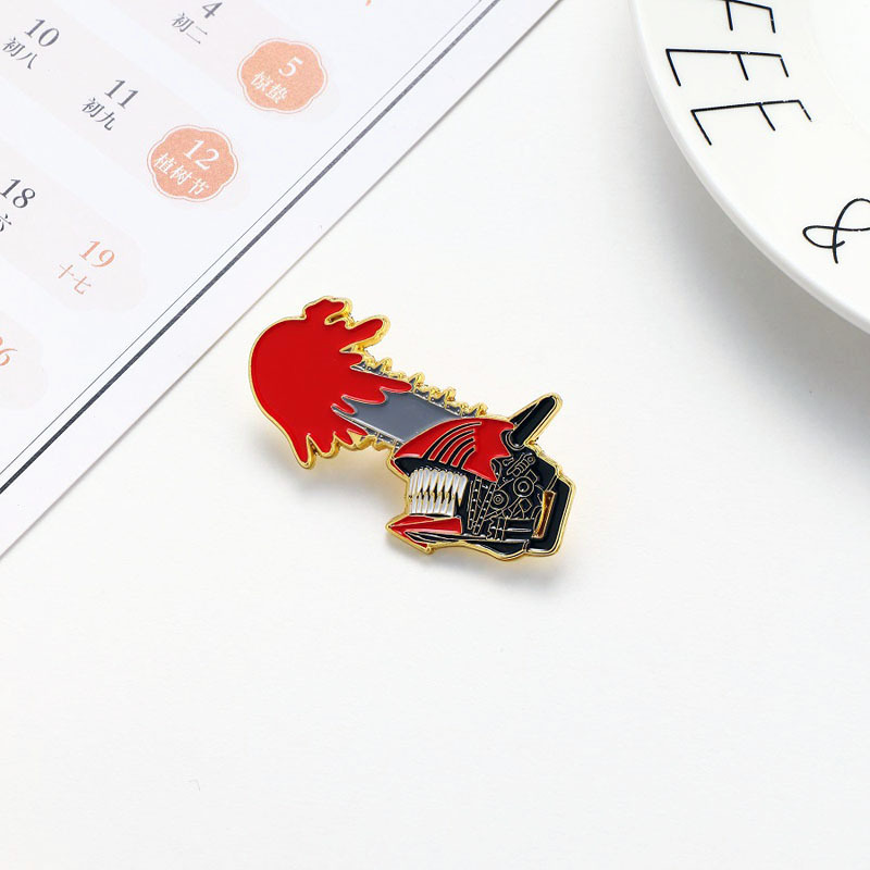 2023 manufacture new product custom metal crafts chainsaw man lapel pin soft enamel pin anime pins with backing card