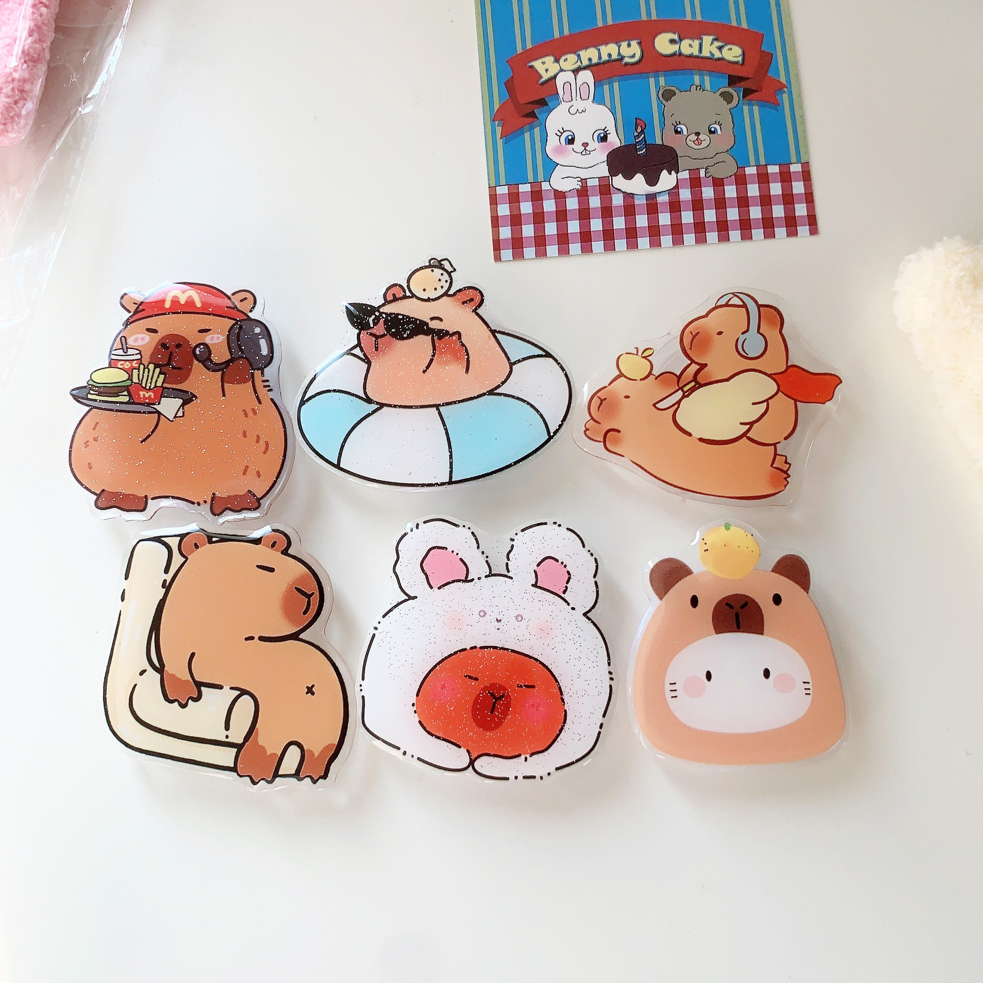 Promotional mobile phone sockets custom cute animals cartoon epoxy acrylic phone holder grips