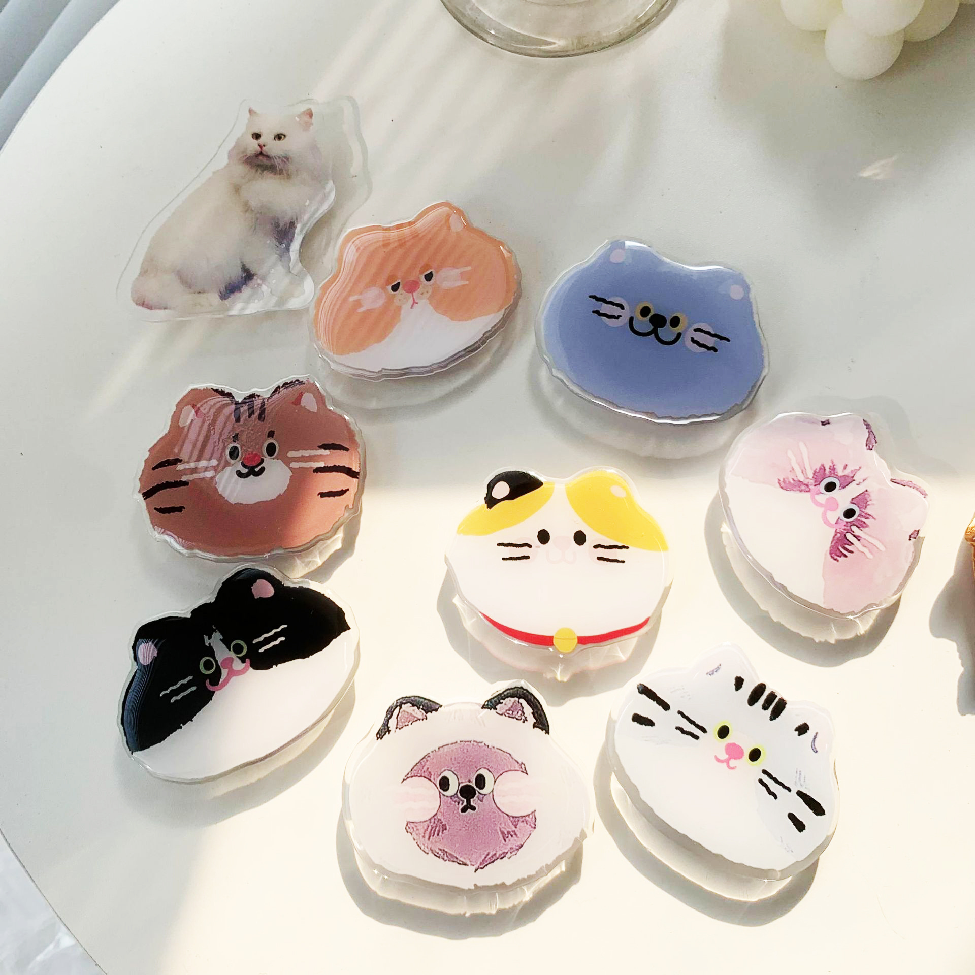 Promotional mobile phone sockets custom cute animals cartoon epoxy acrylic phone holder grips