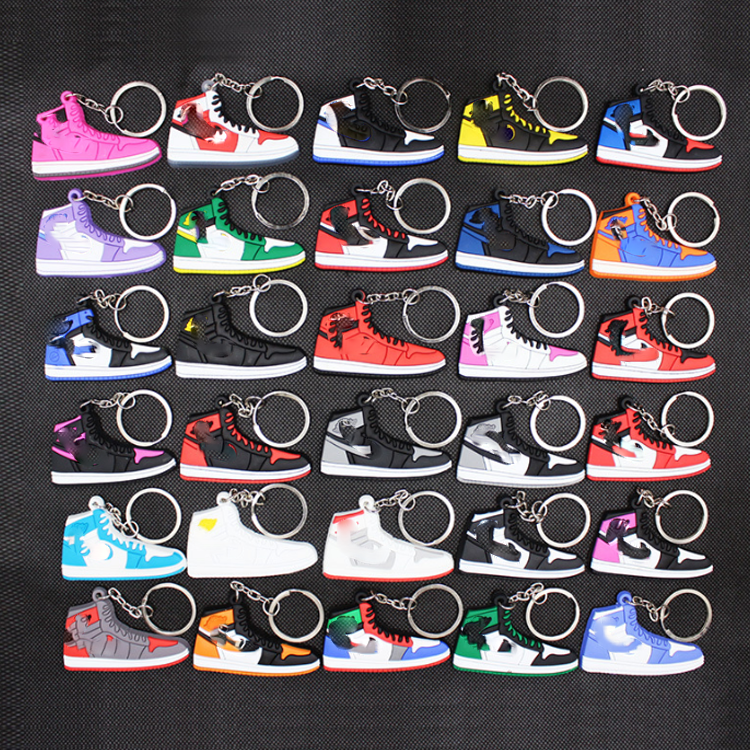 Wholesale cheap AJ 1 basketball shoes pendant 2D mini sneaker soft pvc rubber keychain