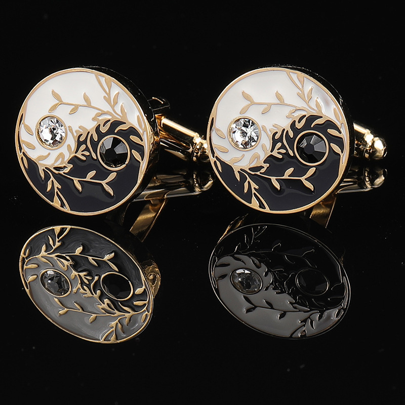 Bulk make your own design gold plated diamond custom enamel logo cuff links men Korea cufflinks