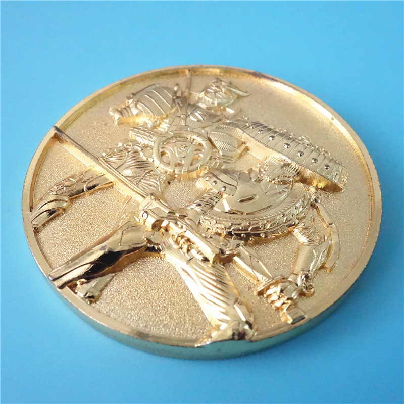 Kunshan factory double side engraved 3D gold plated metal challenge coin