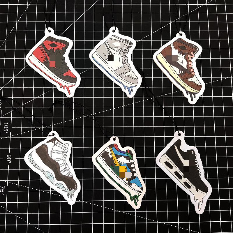 Stock wholesale sports shoe sneakers paper car air freshener all scents custom with logo