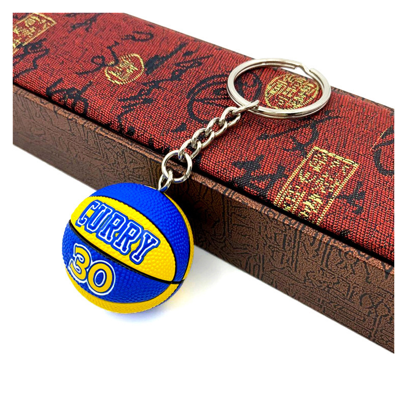 Stock wholesale famous basketball club rubber lakers 3D pvc basketball keychain for decoration