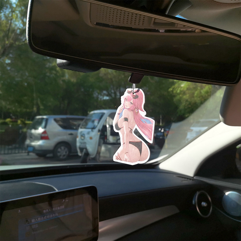 Hot sale double side printing absorbent sexy girls design hanging different perfume paper car air freshener