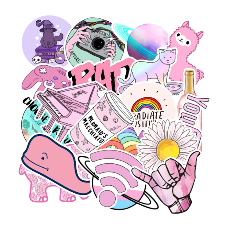 In stock die cut lovely VSCO adhesive laptop pvc girl stickers