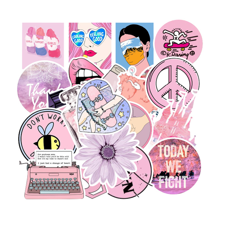 In stock die cut lovely VSCO adhesive laptop pvc girl stickers