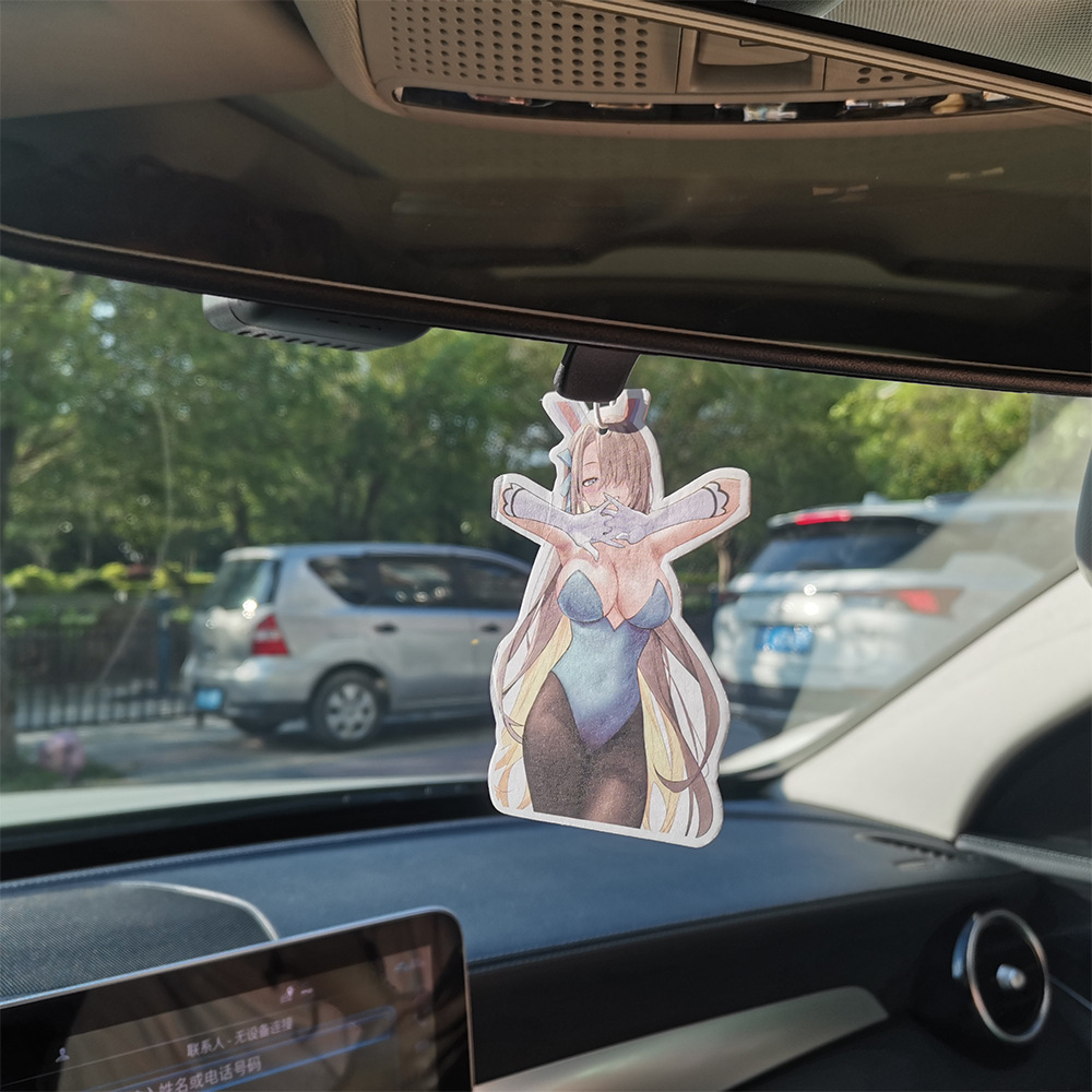 Hot sale double side printing absorbent sexy girls design hanging different perfume paper car air freshener