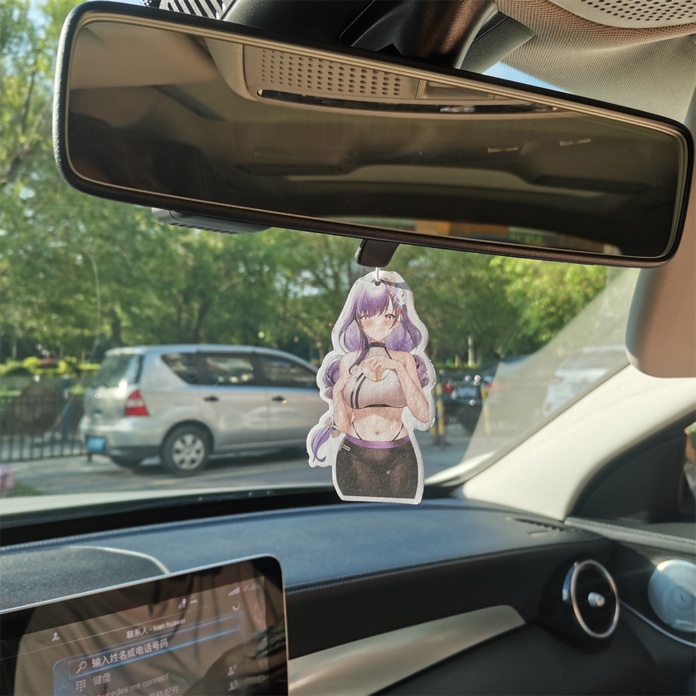 Hot sale double side printing absorbent sexy girls design hanging different perfume paper car air freshener