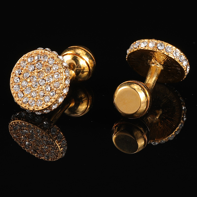 Bulk make your own design gold plated diamond custom enamel logo cuff links men Korea cufflinks