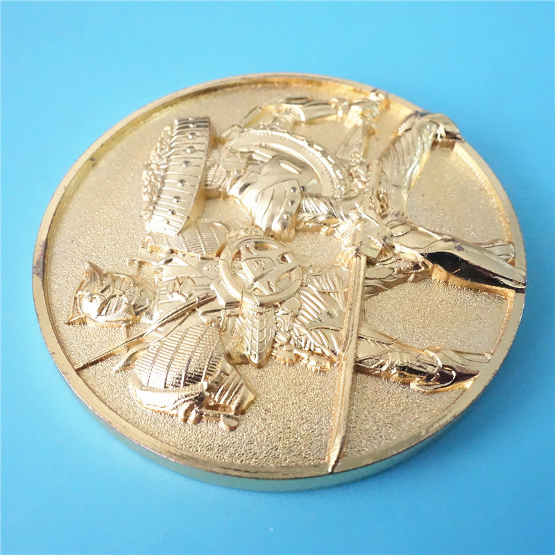 Kunshan factory double side engraved 3D gold plated metal challenge coin