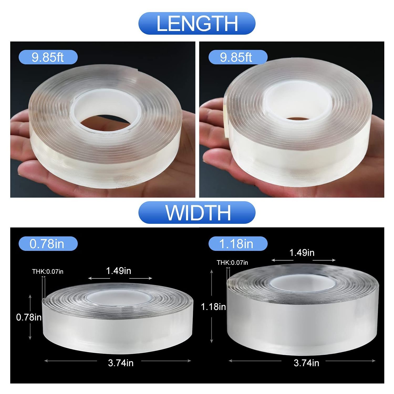 Double Sided Nano Tape for Walls, Heavy Duty Double Sided Mounting Tape, Traceless and Movable Adhesive Tape