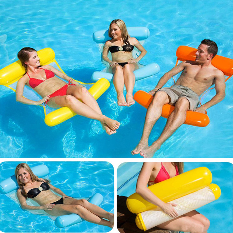 Swimming PVC Folding Inflatable Adult Hammock Lounge Portable Floating Water Air Mattresses Swim Float Lounger