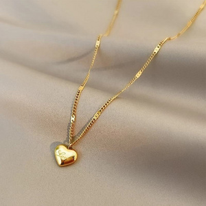 Solid Silver Love Heart Necklace Gold Plating Delicate Love Heart Pendant Necklace Stainless Steel