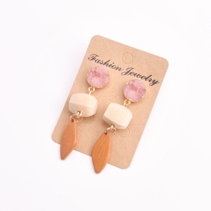 Hot Sell Trendy  Statement Lightweight Multiple Leaf Laser Cut Wooden Dangle Earrings For Women Jewelry