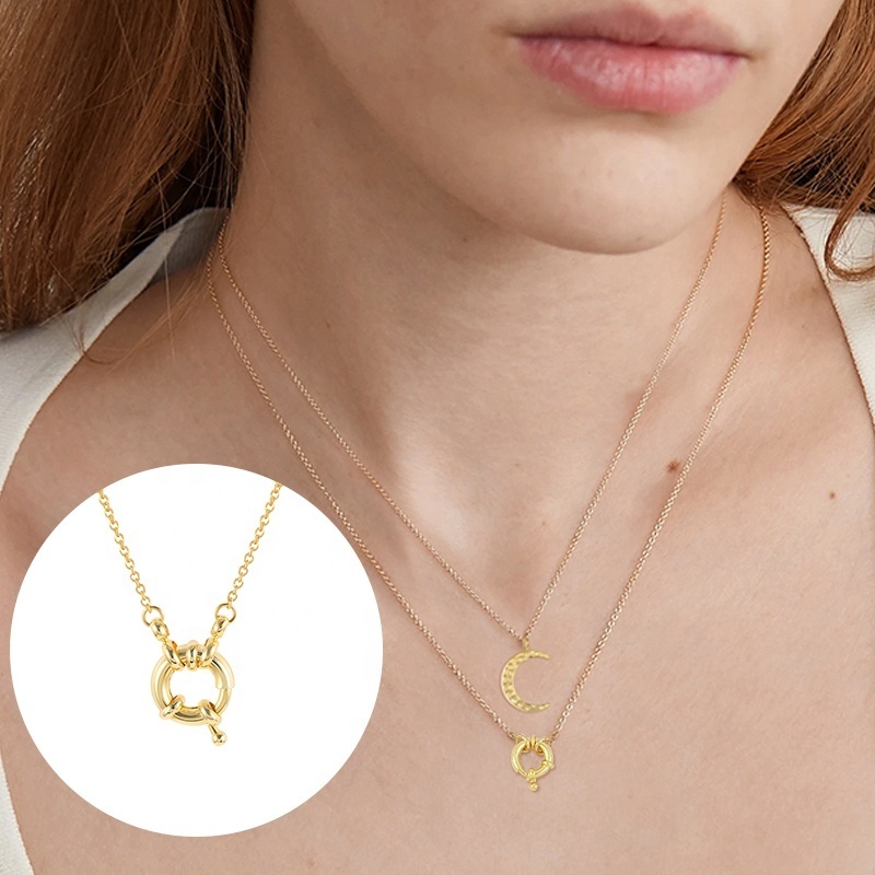 Round Lock Pendant Necklaces Women Vintage Design Wedding Birthday Gift 925 Sterling Silver Jewelry Gold Chain Choker Necklace