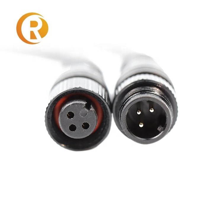 M12 PVC IP68 waterproof connector male female pur cable 3 4 5 8 pole waterproof extension cable