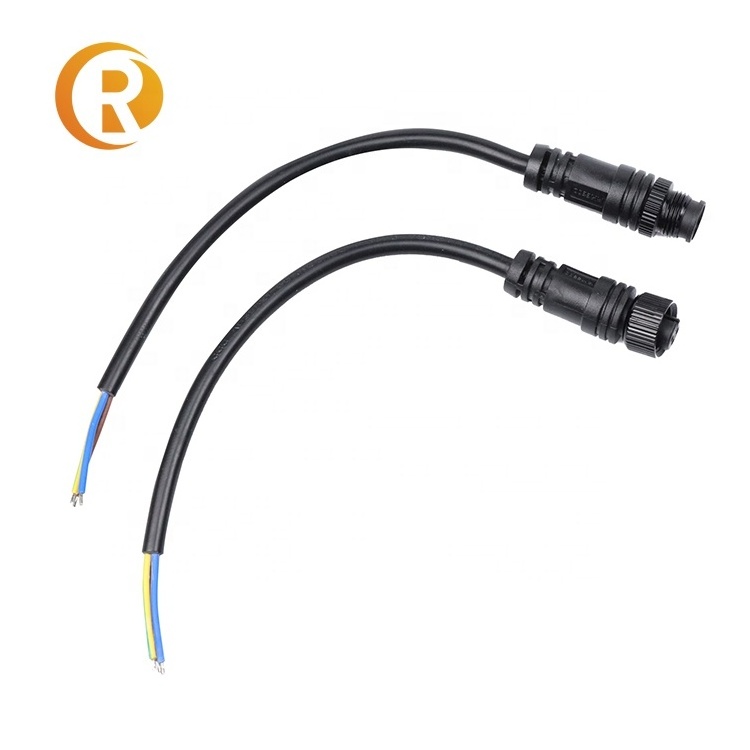 M12 PVC IP68 waterproof connector male female pur cable 3 4 5 8 pole waterproof extension cable