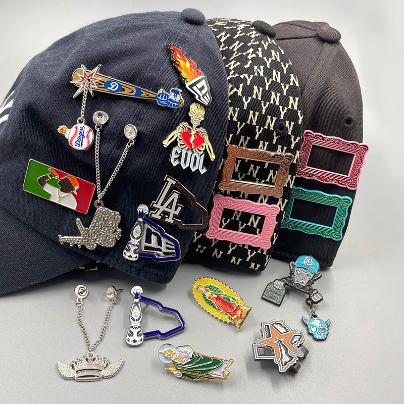 Wholesale Customized Metal baseball hat Pins Puerto Rico and Hats Souvenir Folk Art Custom Soft Enamel pins for Souvenirs