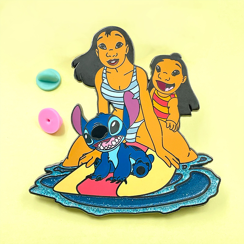 Hot selling high quality factory custom Coco Kawaii Lilo&Stitch Pelekai lapel pin badge charms hard enamel pin