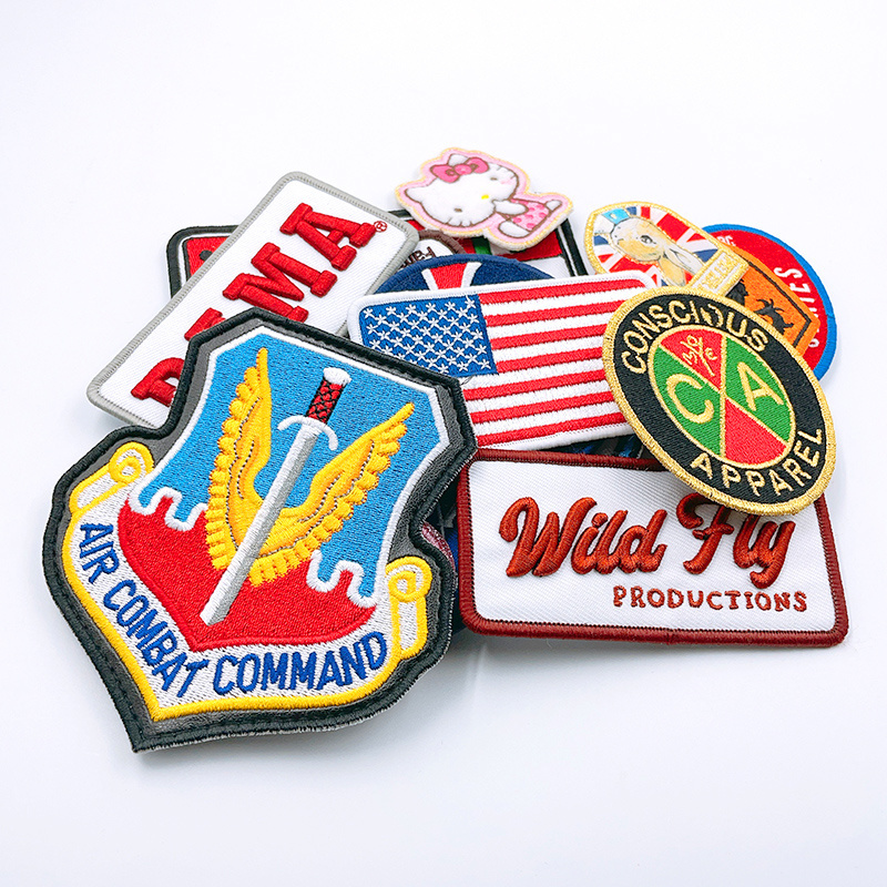 No Minimum Custom Design Iron on embroidered chenille Patch merrow edge Sew on woven fabric embroidery Patches