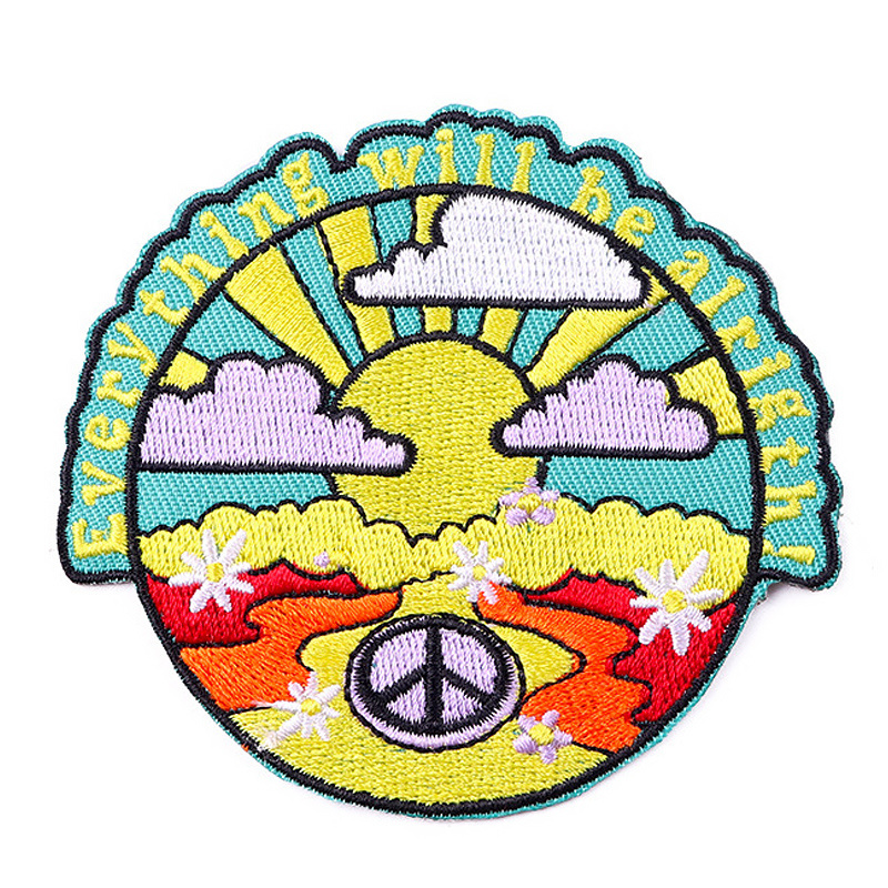 Hot sticker cartoon cartoon embroidery sticker with back glue can be ironed round personalized embroidery patch customization