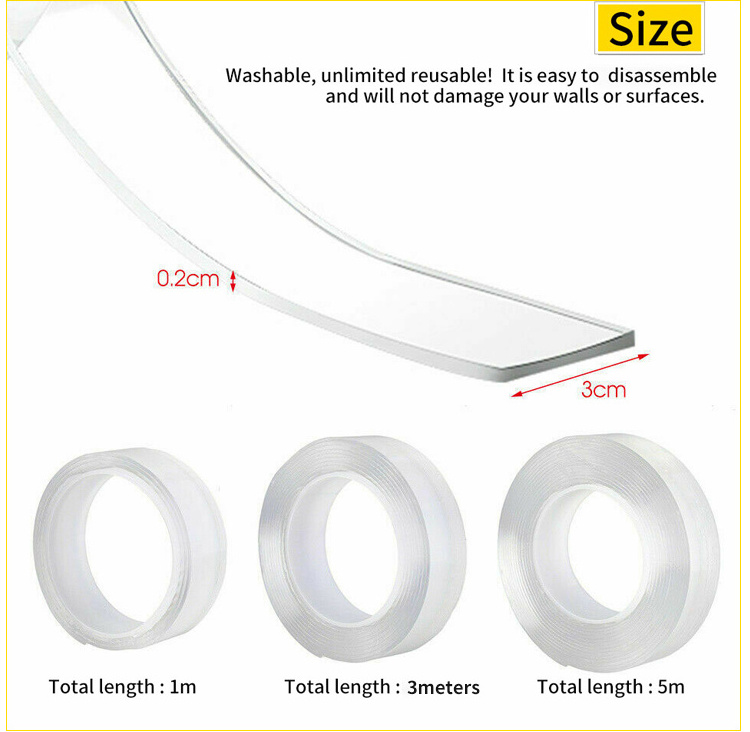 ANTI Washable Sticky Pu Adhesive Nano Double Sided Tape Sticker Double-Side Adhesive Silicone Nano Tape