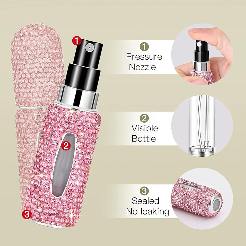 Rhinestone 5ml Perfume Travel Refillable Perfume Atomizer Bottle Bling Portable Mini Perfume Spray Dispensers