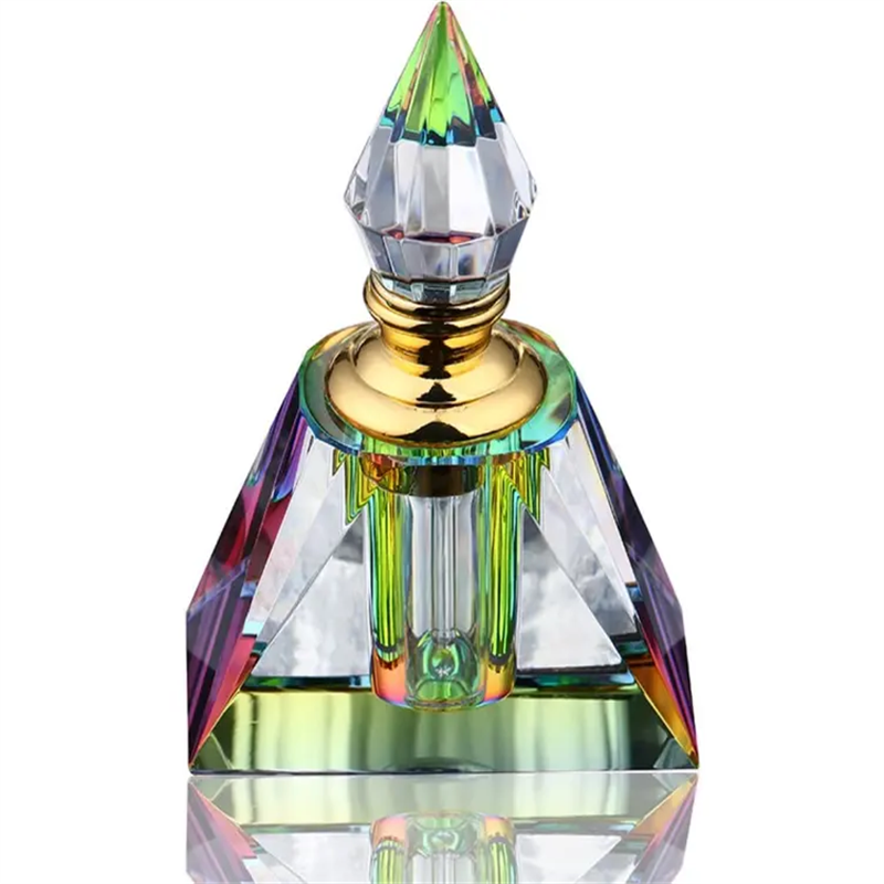 Wholesale Dropper Packaging 3ml Luxury Crystal Pyramid Shape Perfume Glass Bottle Empty Refillable Crystal Perfume Oil Bottle