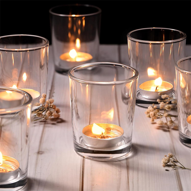 Clear Tea Lights Candle Holder Glass Candle Holders Bulk for Wedding Centerpieces Festival  Party Table Centerpiece Decor