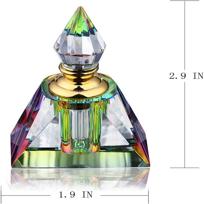 Wholesale Dropper Packaging 3ml Luxury Crystal Pyramid Shape Perfume Glass Bottle Empty Refillable Crystal Perfume Oil Bottle