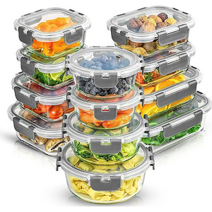 Wholesale Welcome Custom storage set glass food container with airtight lid for food storage