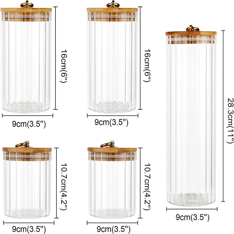 Glass Storage Jars Decorative Coffee Bar Container Ring with Airtight Bamboo Lid Metal for Home Kitchen Storage Bottles & Jars