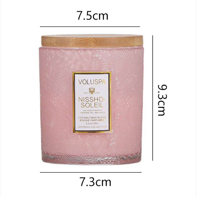 Wholesale Colorful luxury patterned textured relief empty glass scented candle jars candle container with lids