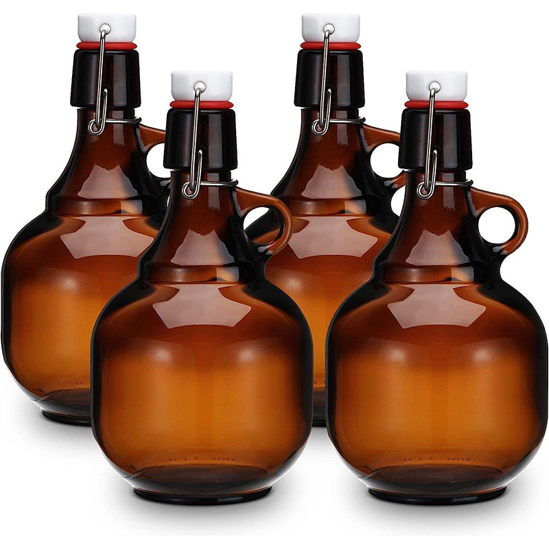 1 Liter 34oz Amber Glass Bottles Refillable Glass Bottle with Swing Top Lids Reusable Empty Brown Storage Bottles for Drinks