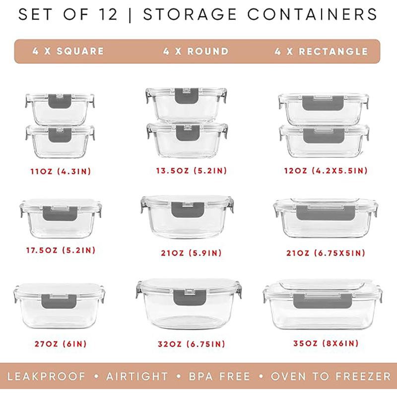 Wholesale Welcome Custom storage set glass food container with airtight lid for food storage