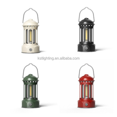 2024 new product colorful rechargeable emergency dimmer led COB with hook portable outdoor hiking lantern tent lamp camp light