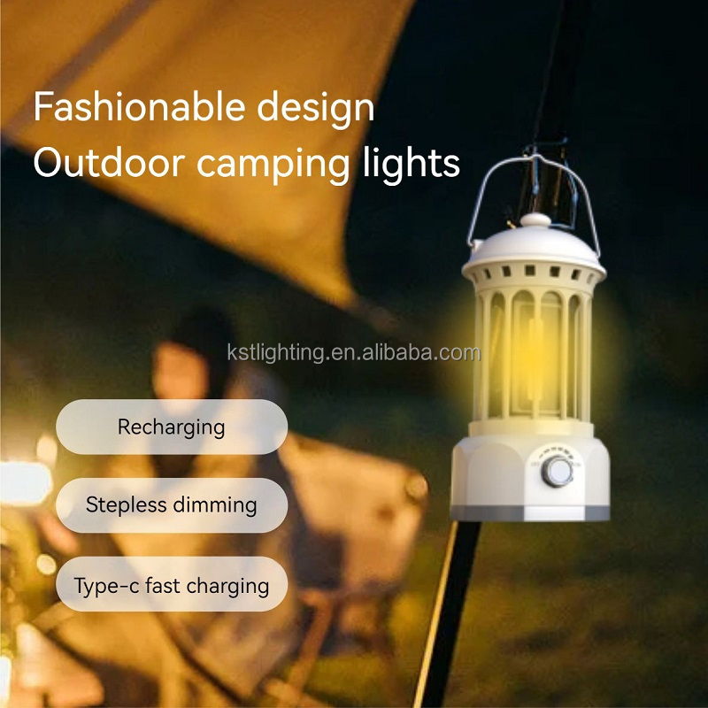 2024 new product colorful rechargeable emergency dimmer led COB with hook portable outdoor hiking lantern tent lamp camp light