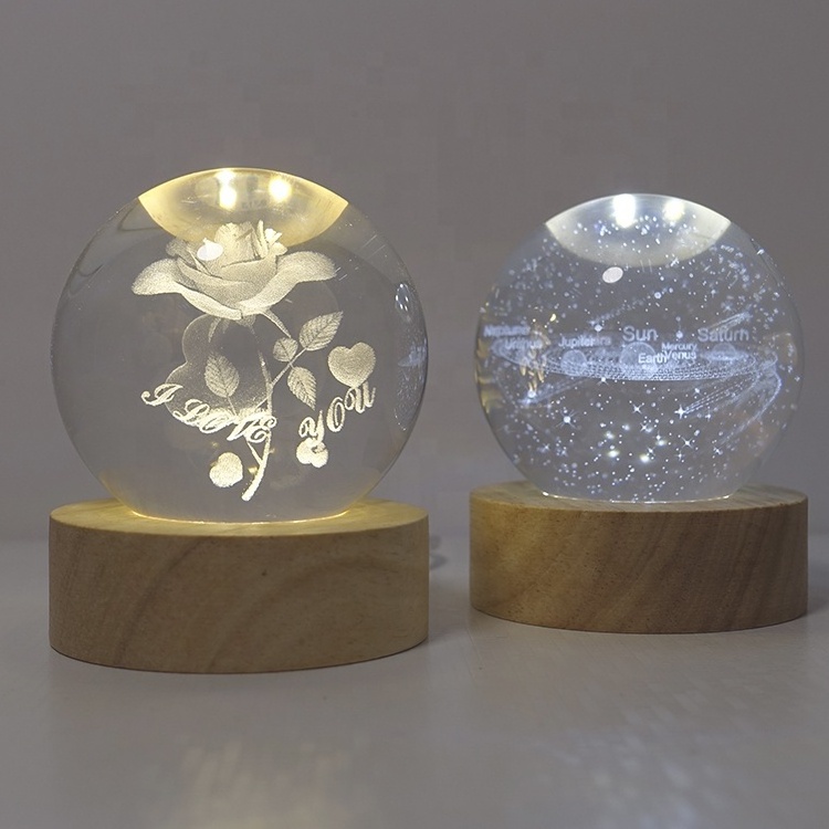 3D Creative handmade Crystal Ball Desktop Night Light Led Crystal Ball Lamp Table Lamp Night Light