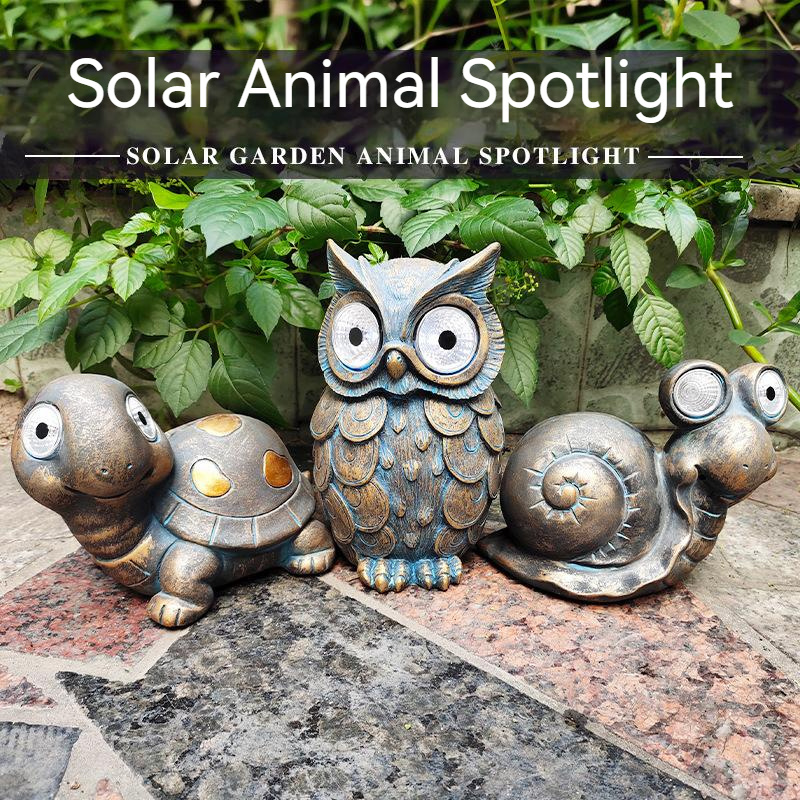 Outdoor Metal Resin Art Solar Animals Figurine Lights Waterproof Decorative Pathway Stake yard lawn lamp solar led garden light