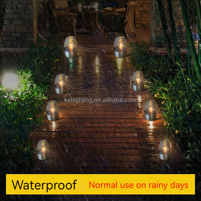 Outdoor waterproof warm white flickering led candle sensor table solar led light solar garden lights solar lights outdoor garden