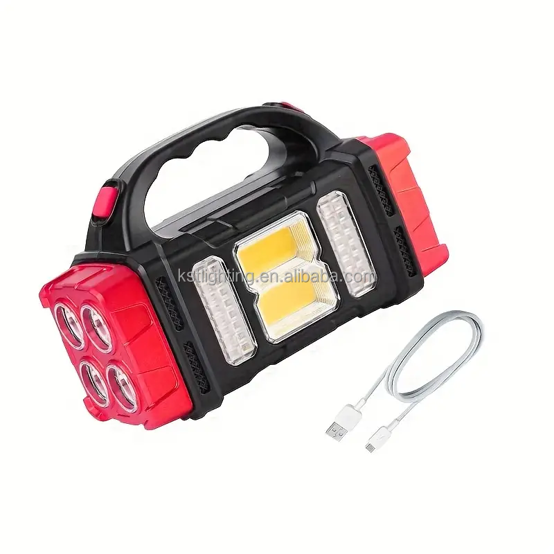 New idea 2024 small red wholesale rechargeable battery outdoor emergency solar COB led flashlight torch camp light lamp