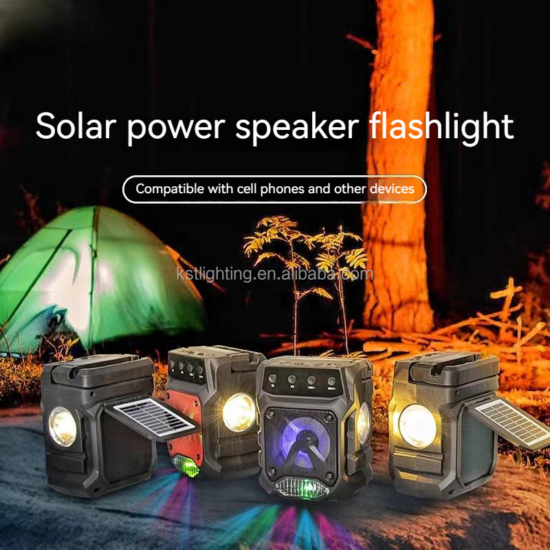 Multifunction woofer wireless party portable bluetooth speaker light long range powerful solar rechargeable led flashlight torch