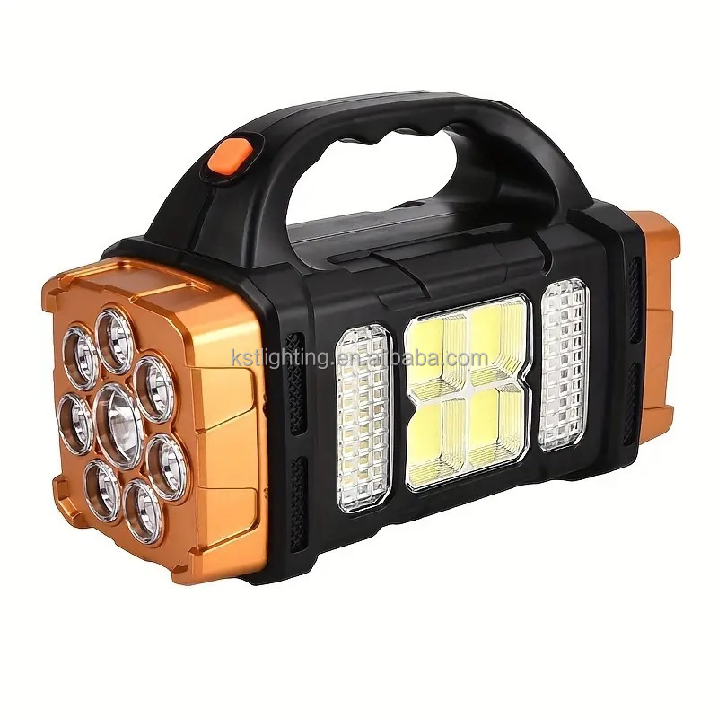 2024 new product large orange rechargeable batteries outdoor portable solar COB camp lamp light led flashlight torch