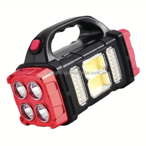 New idea 2024 small red wholesale rechargeable battery outdoor emergency solar COB led flashlight torch camp light lamp